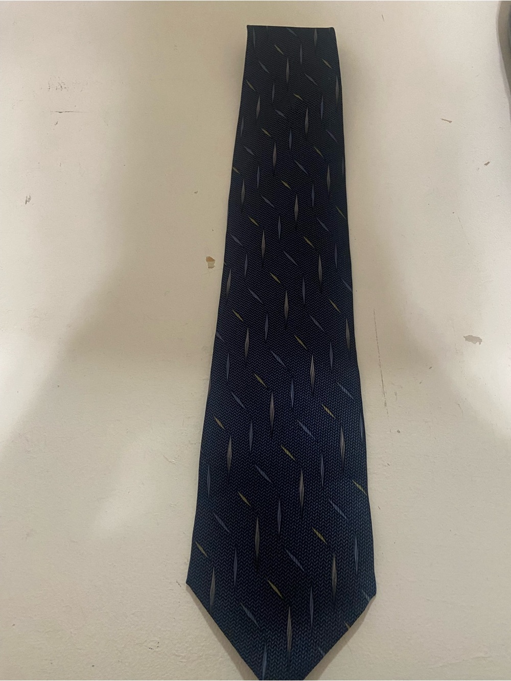 Kenneth Cole Navy Tie with Subtle Gold and Light Blue Accents